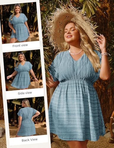 Hanna Nikole Plus Size Swimsuit Cover Ups for Women Side Slit Womens Bathing Suit Cover Ups Elastic Waist Beach Wear3