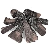 HEXELE Large Ceramic Faux Gas Fireplace Logs Set for Gas Fireplace Indoor Ventless Ceramic Fake Wood