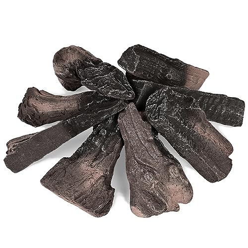 Hexele Large Ceramic Faux Gas Fireplace Logs Set For Gas Fireplace Indoor Ventless Ceramic Fake Wood Gas Logs For Fireplace Natural Gas Indoor, Outdoor Fireplaces And Fire Pits #TOP9