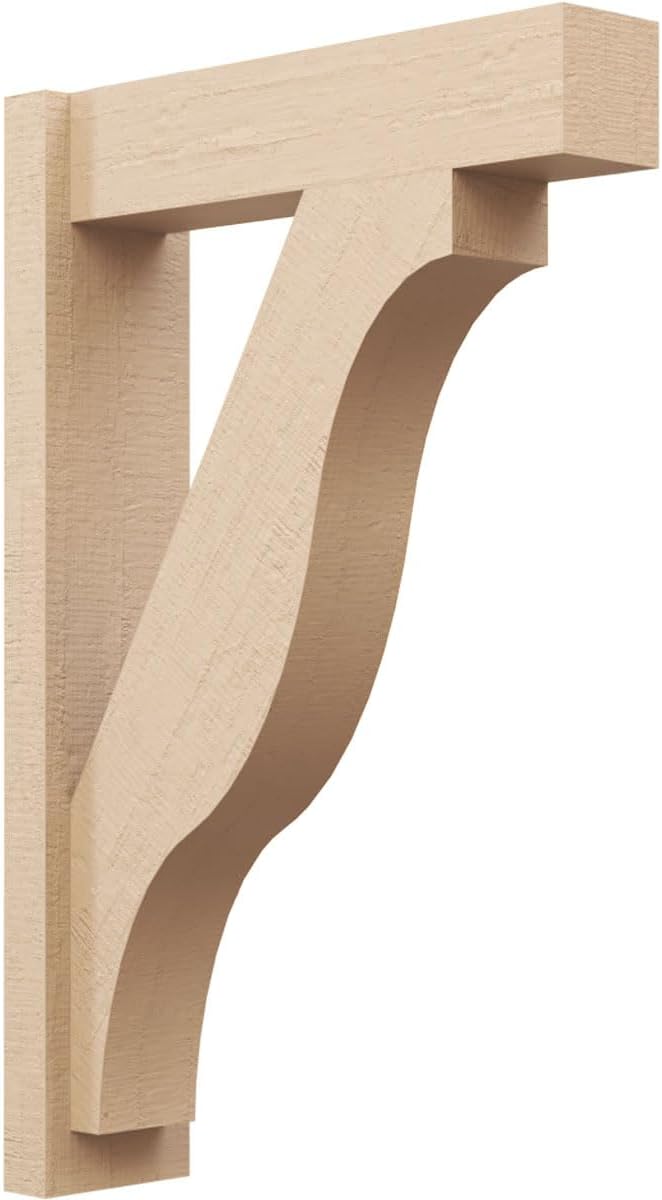 Ekena Millwork 6"W x 22"D x 34"H Funston Block Rough Cedar Woodgrain TimberThane Outlooker, Primed Tan
