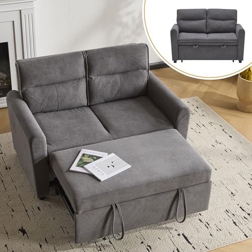 Arhatreya Sofá cama de 2 plazas, moderno, sofá cama de 2 plazas con respaldo ajustable, sofá cama plegable para salón, dormitorio, apartamento, habitación de invitados, gris