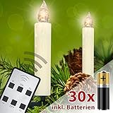30 LED Kerzen inklusive AAA Batterien - Ø15 mm / 9 cm LED Weihnachtskerzen kabellos mit Fernbedienung werden mit integrierter Klammer direkt am Weihnachtsbaum befestig und schaffen eine unverwechselbare, gemütliche und warme Weihnachtsatmosphäre rund um den Weihnachtsbaum