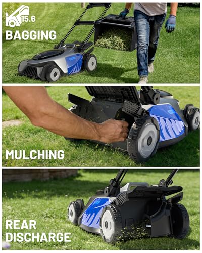 Image of Litheli 21 inch Electric Lawn Mower Cordless, Self-Propelled Electric Mower with 40V Brushless Motor, Battery Powered Lawn Mower 2x8.0Ah Batteries and Rapid Charger Included