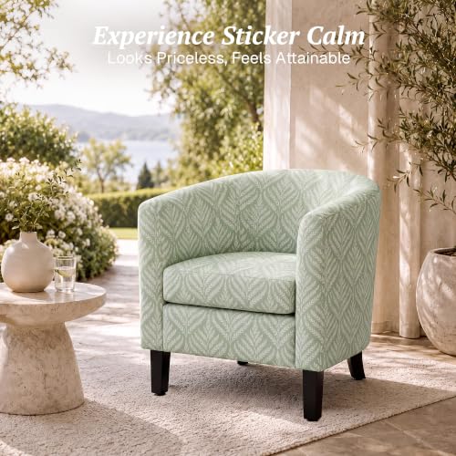 Image of BELLEZE Set of 2 Upholstered Barrel Accent Chair - Frond Green