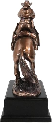Miniatura 6 de Ebros Giddy Up Wild West Cowboy apoyándose en una estatua de caballo al galope en resina galvanizada de bronce con base de trofeo, figura rústica