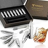 Youlvy Whiskey Bullets Stones Gift Set - Reusable Bullet Whiskey Stones, Stainless Steel Whiskey Bullet Ice Cubes, Whiskey Rocks Bullets Chilling Stones Presents for Men Dad Husband from Daughter Son