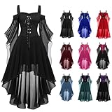 Disfraz de Halloween para mujer, gótico, medieval, renacentista, barroco, ropa con cintura atada y corsé para bruja, vampiro, cosplay, fiesta temática, carnaval, sexy, adulto, disfraz de bruja