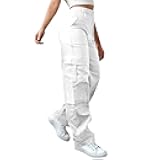 Women High Waisted Wide Leg Cargo Pants with Pockets Baggy Stretchy Casual Hiking Pants Y2K Streetwear Travel Outfits