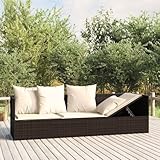 Myheimly Outdoor-Loungebett mit Kissen Braun Poly Rattan