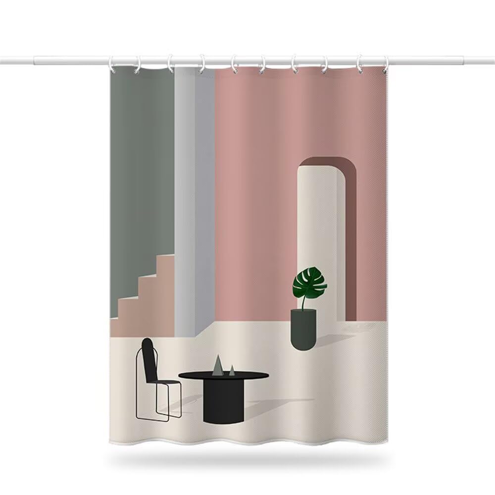 Rideaux de douche boho abstrait mid century pour une ambiance spa