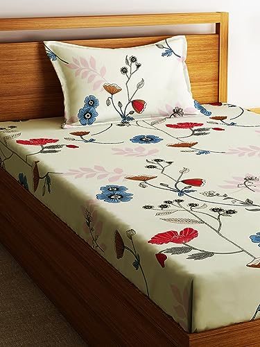 Image of Home Sizzler 144TC Tropical Floral Paradise Single Bedsheet with 1 Pillow Cover