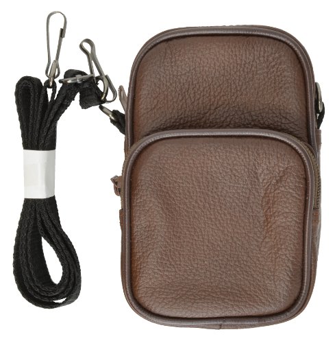 MARSHAL 100% Leather Camera Pouch with Strap with Extra ZipperCompartment