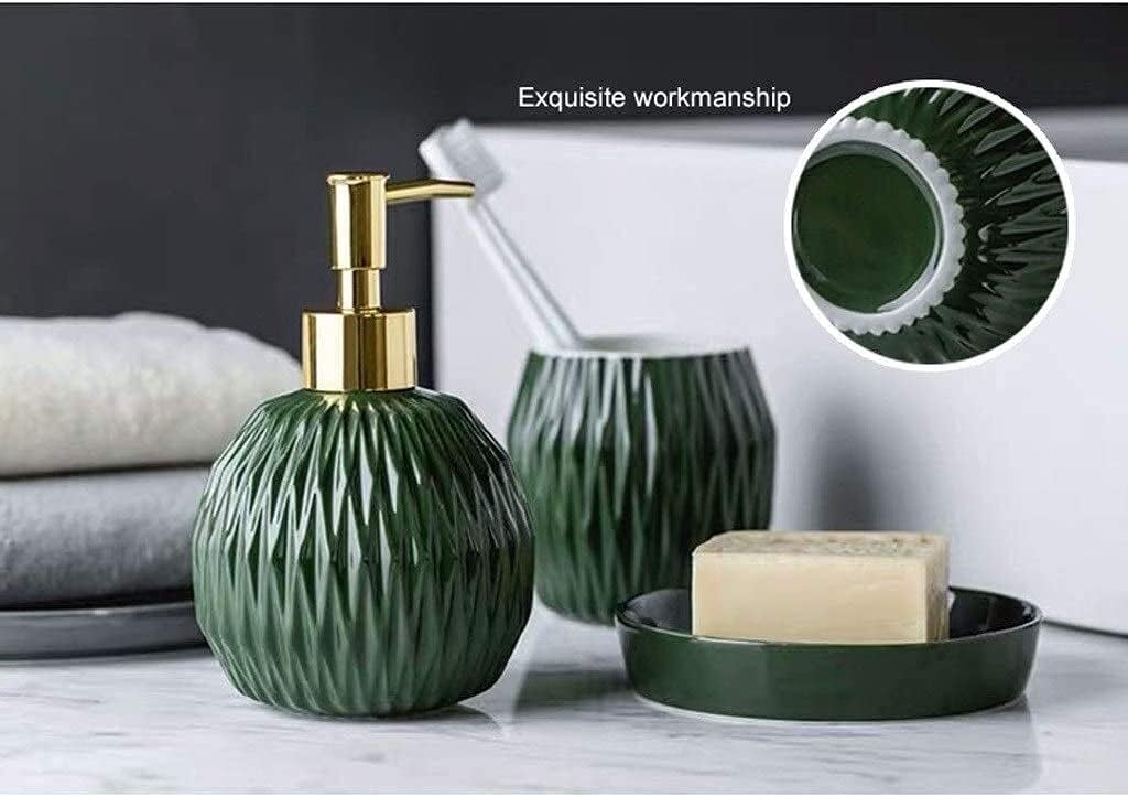 Soap Dispenser Refillable Hand Lotion Dispensers, Soap Dispenser Ceramic Emulsion Dispenser and 4 Piece Set of Bathroom Accessories (Color : Green, Size : Soap Dispenser) (White Soap Dispenser)