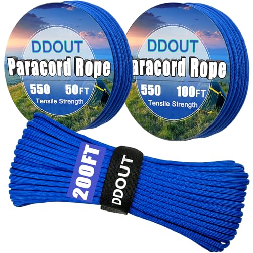 DDOUT Paracord Nylon Rope Blue 50ft with 7-Strand Core, 10