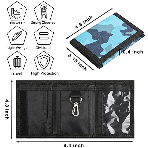 Lamiza Kids Wallet For Boys Girls Teens Trifold, Canvas Toddler Wallet For Boys, Cute Zipper Wallets Youth With Coin Pocket And Card Holders, Novelty Wallets For Childrens Birthday Gifts (Camo Blue) #TOP2