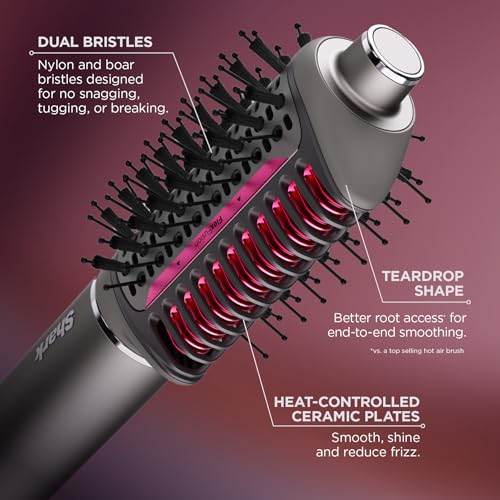 Shark FlexFusion Hair Straightener & Powerful Hair Dryer with Fusion Hair Brush, Ceramic Air Styler with Auto-Wrap Hair Curlers, Concentrator, & FrizzFighter, Ceramic Plates, Metallic Mist, HD651S image 9