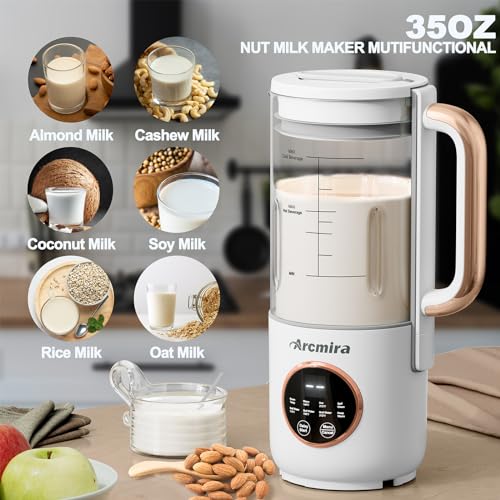 image for Arcmira 8 in 1 Automatic Nut Milk Maker, 10 Blade 35 oz Homemade Oat, 