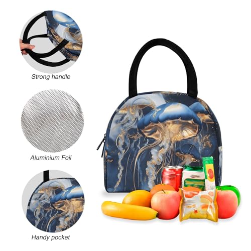 Backpack Lunch Box Set Large Capacity Travel Backpacks and Insulated Lunch Bag for Commute Hiking Picnic Luxurious Jellyfish Print4