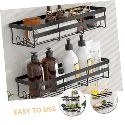 Étagère murale de salle de bain noire mate, organiseur de douche premium - 8