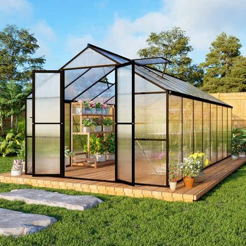 8X10 FT Walk in Greenhouse, Quick Setup Polycarbonate Greenhouses for
