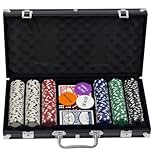 Trendi 'Black Edition' 300 Piece Texas Holdem Poker Chip Set with Aluminium Case – Casino Grade Chips, Blackjack Mat, Playing Cards & Dealer Buttons – Ultimate Poker Night Kit for Home Games