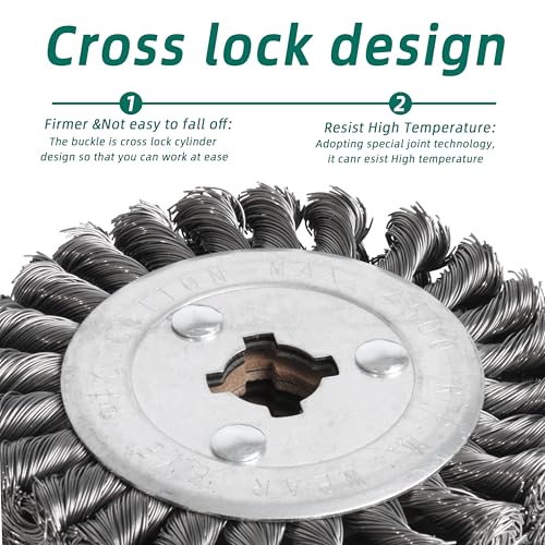 Image of 4.7 inchx 4 inch Twisted Steel Wire Wheel Multi Surface Texturing, 0.02 inch Wire Brush Drum Surface Conditioning Tool for Metal Surface Polishing Grinding Removing Rust-3 /4 Quad Keyway