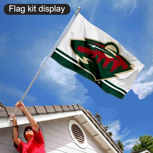 Support mât et drapeau Minnesota Wild résistant au vent pour façade extérieure - 6
