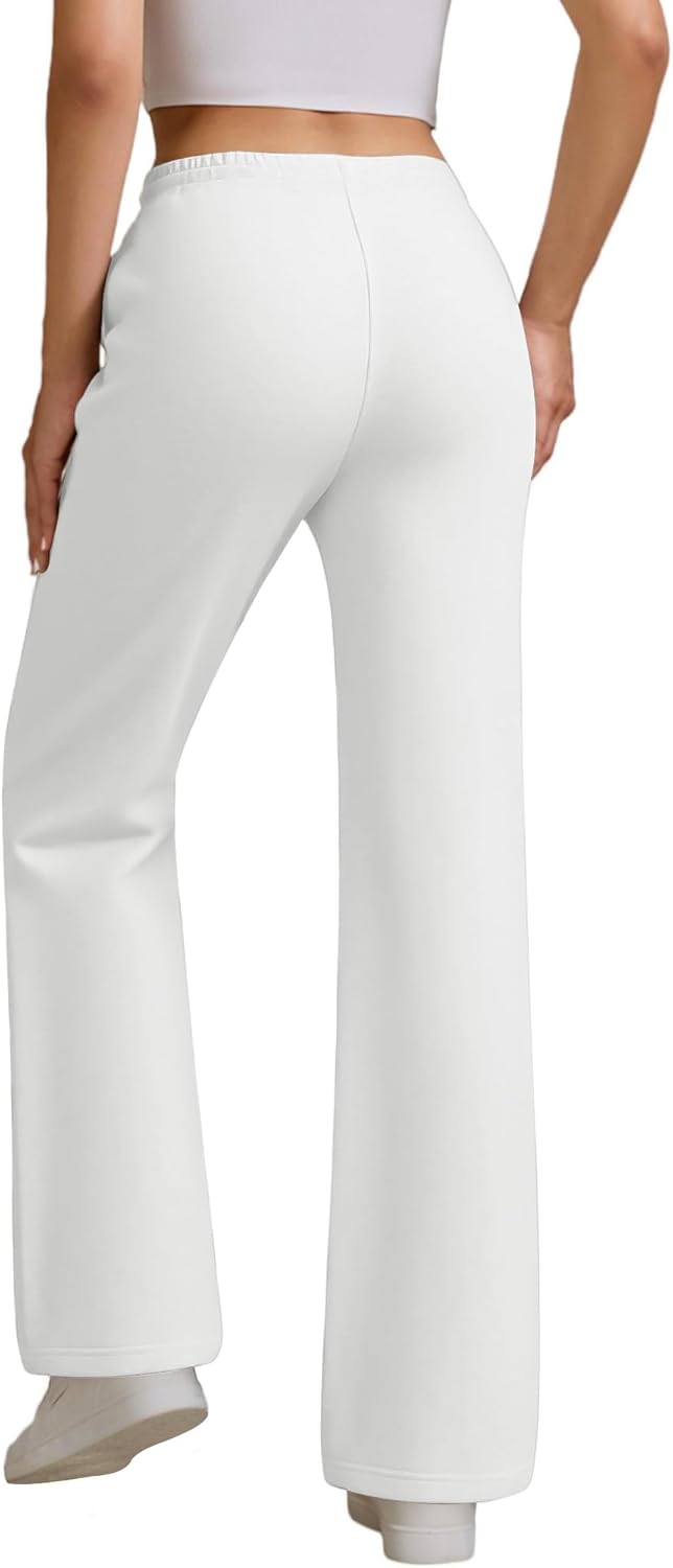 Womens High Waisted Flared Sweatpants Drawstring Casual Lounge Lightweight Wide Leg Pants with Pockets - Image 5