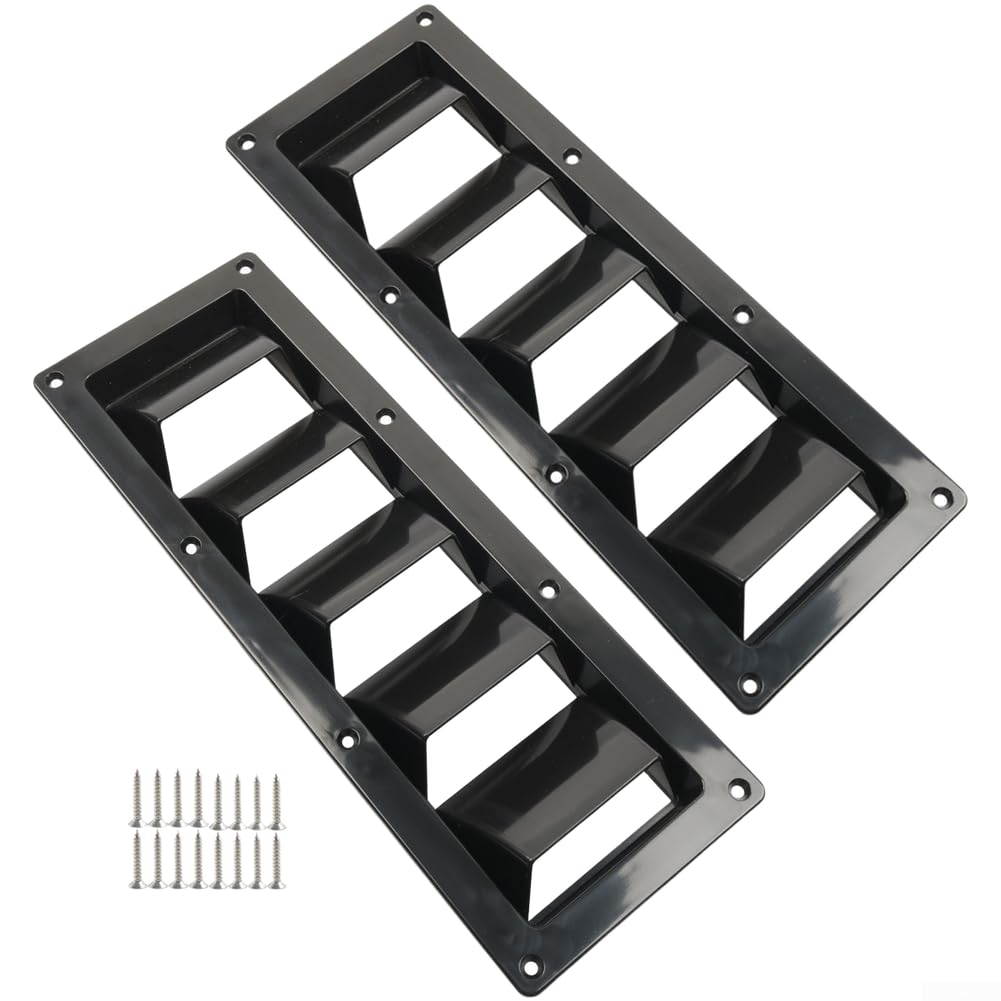 Lüftungsgitter 5-Schlitze Schwarz/Weiß für Wohnmobil Boot ABS Belüftungsabdeckung mit Insektenschutz Außenbereich Montage(White 2pcs)