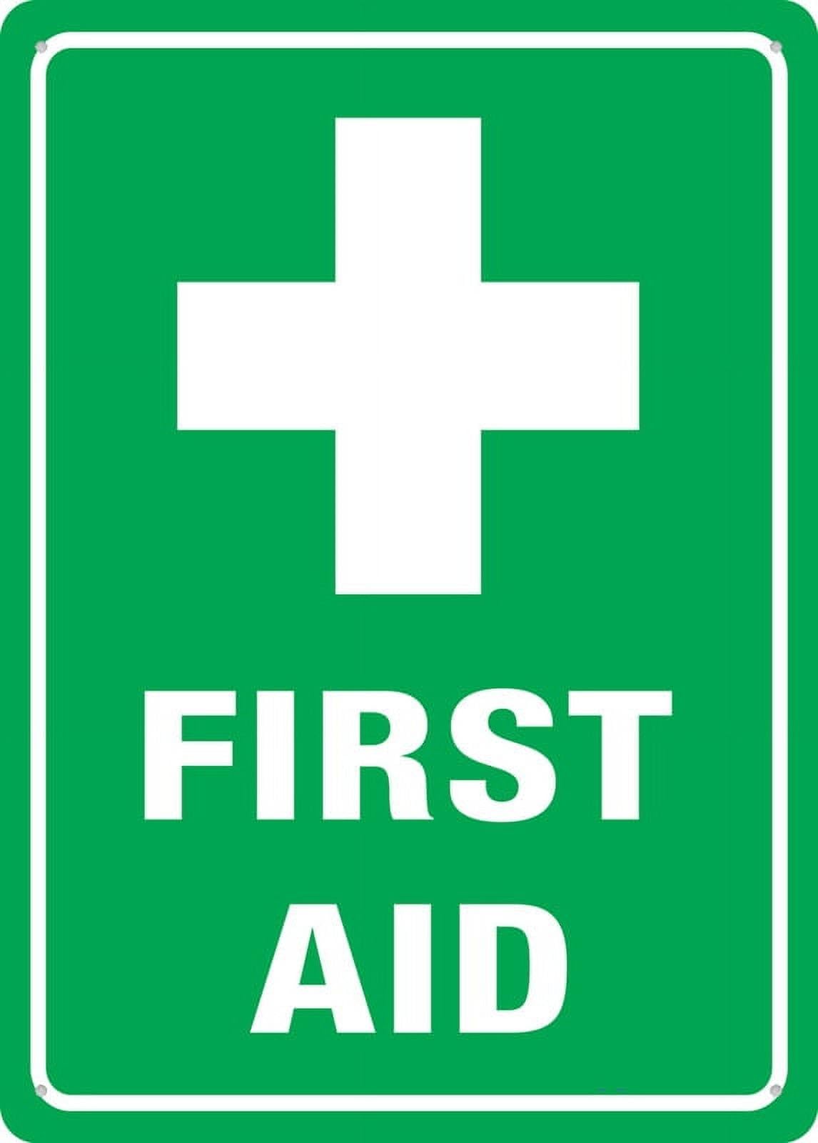 peiyeety First Aid Sign - 8"x12" Rust Free Aluminum, Outdoor/Indoor For Home/Business/Yard