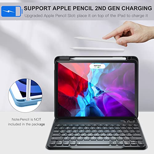 Harvopu Ipad Air 5Th 4Th Generation Case With Keyboard - 7 Color Backlight Detachable Keyboard Tablet Cover With Pencil Holder For Ipad Air 5Th Gen 2022/Ipad Air 4Th Gen 2020 10.9, Black #TOP5