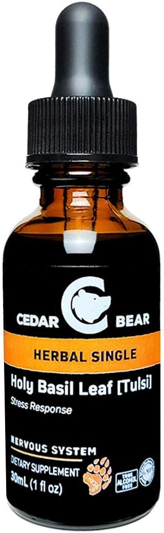 Cedar Bear – Holy Basil Leaf a Liquid Herbal Supplement That is a Stress Reducing Adaptogen & Health Balancer (1 fl oz)