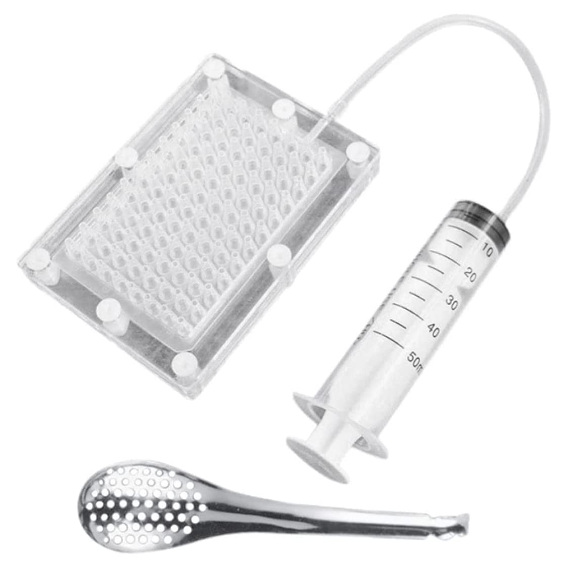 Pineeseatile Professional Molecular Gastronomy Caviar Maker Gourmet Dispenser Caviar Filter Spherification Dropper with Tube & Spoon Tools, Molecular Gastronomy Kit
