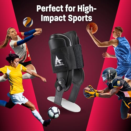 Image of Active Ankle T2 Ankle Brace, Black Ankle Support for Men & Women, Ankle Braces for Sprains, Stability, Volleyball, Cheerleading, Large
