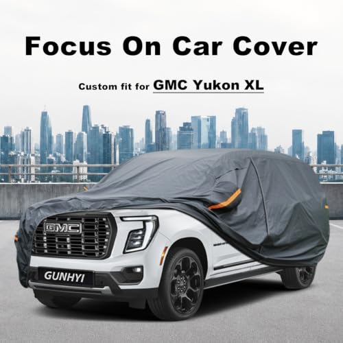 Image of GUNHYI Premium Car Cover Custom Fit GMC Yukon XL (2000-2026), 16 Layers Heavy Duty Car Cover Waterproof All Weather with Zipper Door for Sun Rain Snow Dust Uv Protection