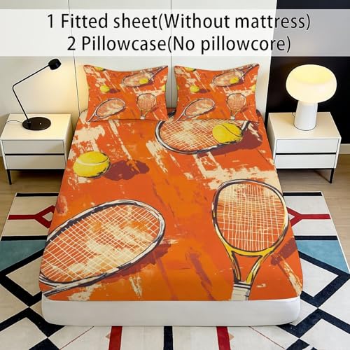 Drap housse tennis microfibre orange 90x200cm infroissable