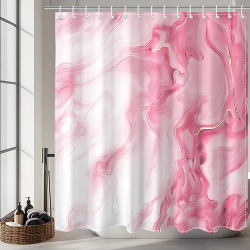 Mocsicka Pink Marble Shower Curtain for Bathroom,...