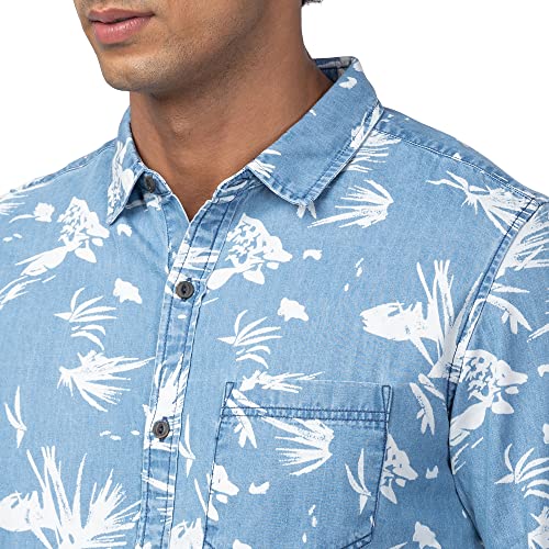 Image of Spykar Cotton Blend Full Sleeves Printed Slim Fit Shirt for Men