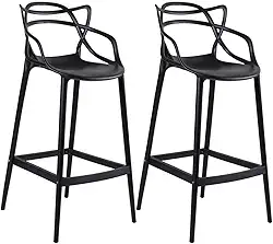 Loft7 Home Decor, Kit 2 Banquetas Alta Allegra 76 cm - Preto