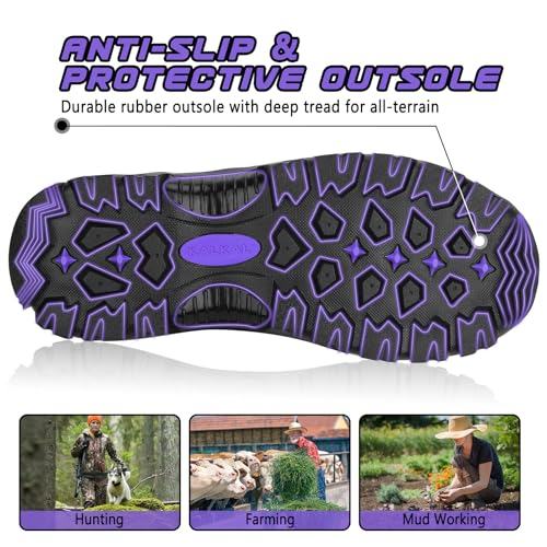 Image of Kalkal Rubber Boots for Women, Insulated Waterproof Womens Hunting Boots, 6mm Neoprene Camo Mud Boots Tall Rain Boots for Women Working Gardening Farming, Size 5-11