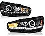 [For 2008-2017 Mitsubishi Lancer Ralliart Evolution Halogen Model] LED Strip Black Projector Headlight Headlamp Assembly, Driver & Passenger Side