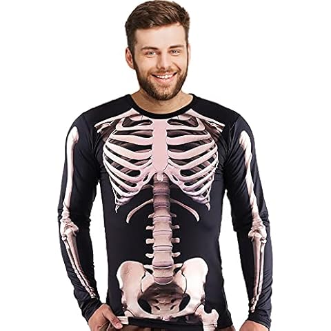 RONGKIM Mens Halloween 3D Skeleton Photo-Realistic T-Shirt Unisex Long Sleeve Tee Shirt (Size Large) Cover