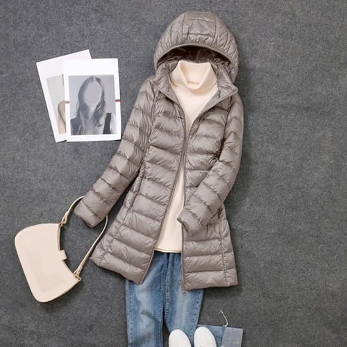 Plumifero Ultraligero Mujer Largo Abrigo Acolchado con Capucha Extraíble Chaqueta Larga y Ligera de Plumón para Mujer Abrigo Ajustado Ropa de Abrigo Impermeable Invierno Cálido Senderismo - imagen 2