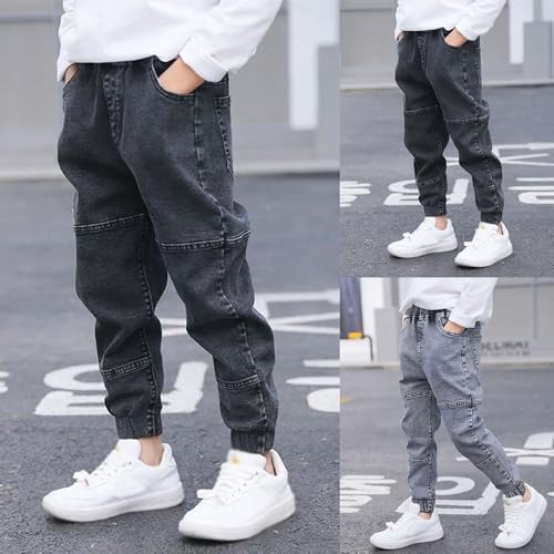 Boys Jeans Kids Skinny Fit Tapered Jean Pants Solid Color Elastic Waist Casual Stretch Denim Trousers with Pockets3
