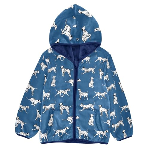 Boys' Fleece Hoody Jacket Zip Up Coat Warm Fall Winter Plush Jacket Dalmatian Dogs Long Sleeve Outerwear