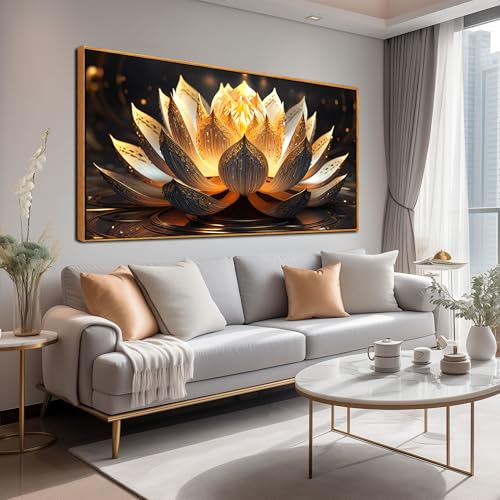 TYTAUPT Lotus Flower Wall Art for Bedroom Women Yellow and