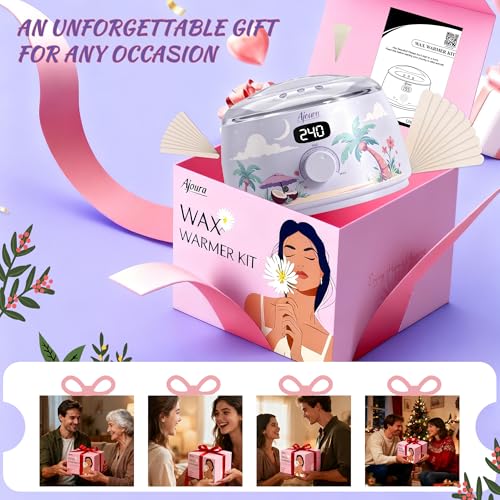 Ajoura Professional Wax Warmer Machine, 16oz Capacity Wax Heater Hair Removal Kit with Digital Temp Control & Fast Heat, Includes 30 Sticks for Face, Legs, Bikini, Brazilian and Body (Light Purple) - Thumbnail 2