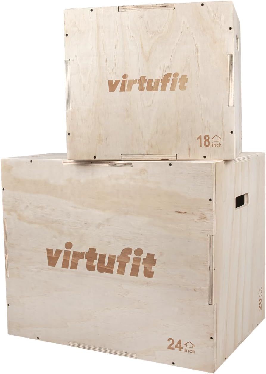 VirtuFit Caja de madera 3 en 1 – Grande – 50 x 60 x 75 cm