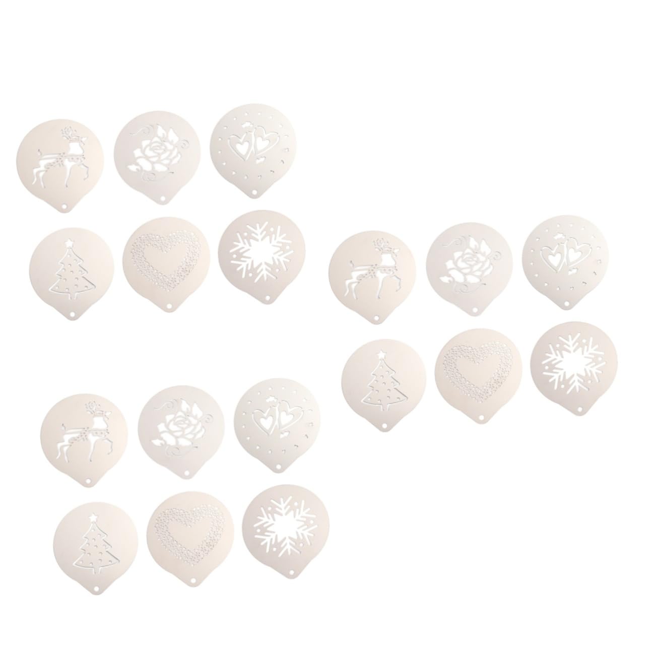 Ciieeo 3 Set Da 6 Pezzi in Acciaio Inossidabile Per Cappuccino Caffè Modelli Per Latte Art Stile Assortito 6