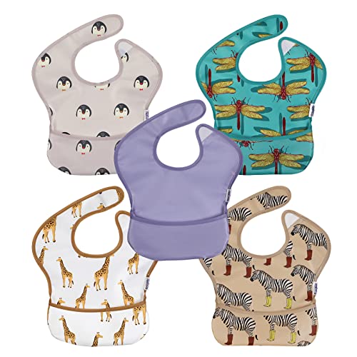 Image of Soarwg Kids Baby Bibs, 5 Pack Waterproof Bibs for Unisex Boys Girls, Essential Must Have for Babies Eating, Feeding